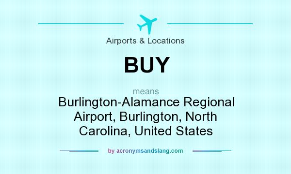 What does BUY mean? It stands for Burlington-Alamance Regional Airport, Burlington, North Carolina, United States