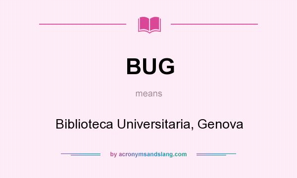 What does BUG mean? It stands for Biblioteca Universitaria, Genova