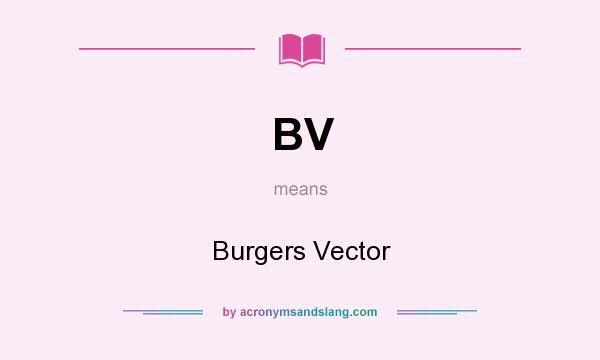 What does BV mean? It stands for Burgers Vector