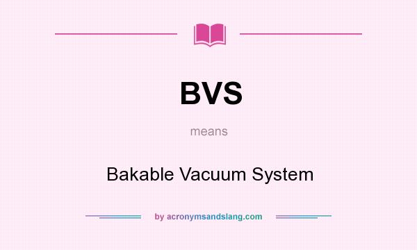 What does BVS mean? It stands for Bakable Vacuum System