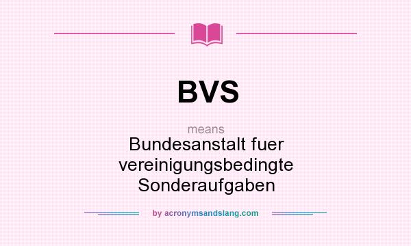 What does BVS mean? It stands for Bundesanstalt fuer vereinigungsbedingte Sonderaufgaben