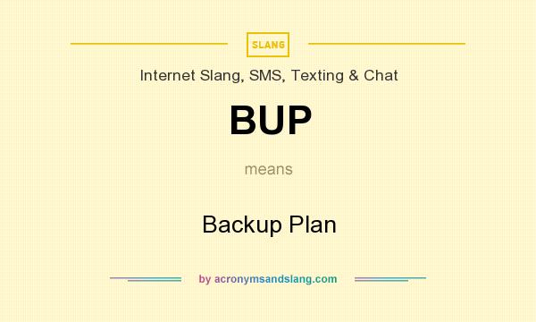 What does BUP mean? It stands for Backup Plan