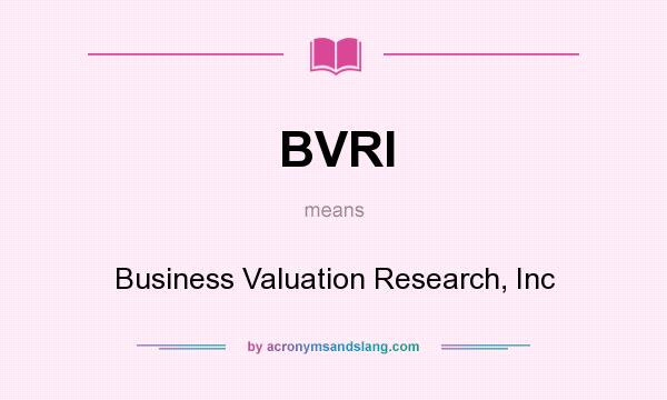 What does BVRI mean? It stands for Business Valuation Research, Inc