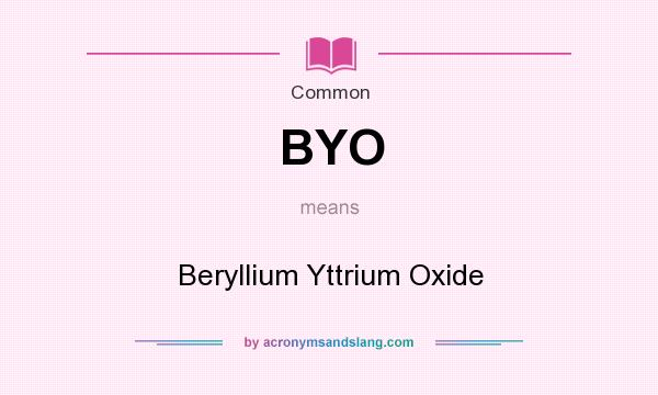 What does BYO mean? It stands for Beryllium Yttrium Oxide