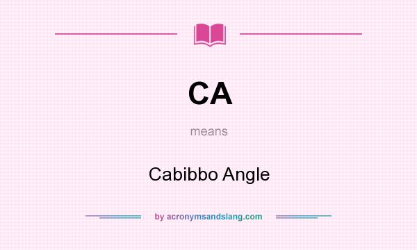 What does CA mean? It stands for Cabibbo Angle