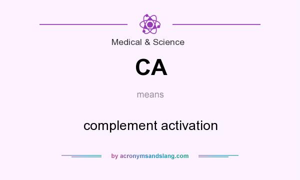 What does CA mean? It stands for complement activation