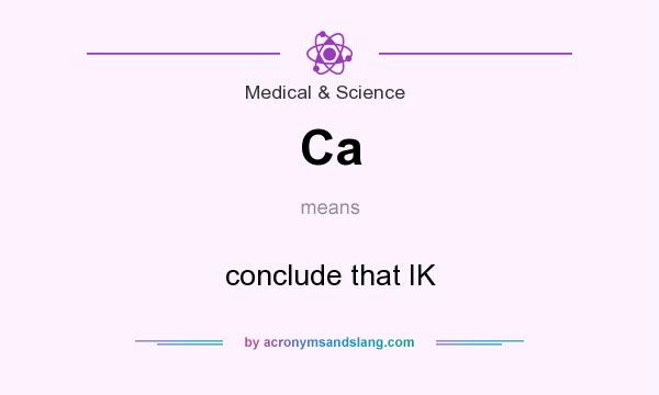 What does Ca mean? It stands for conclude that IK