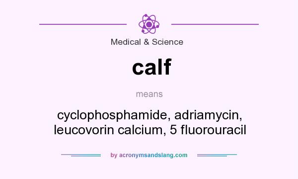 What does calf mean? It stands for cyclophosphamide, adriamycin, leucovorin calcium, 5 fluorouracil