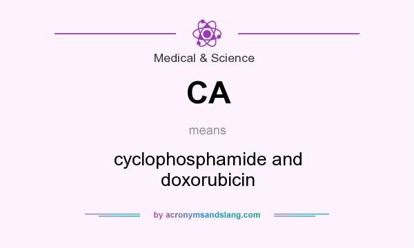 What does CA mean? It stands for cyclophosphamide and doxorubicin