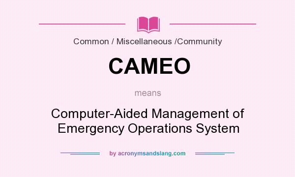 What does CAMEO mean? It stands for Computer-Aided Management of Emergency Operations System