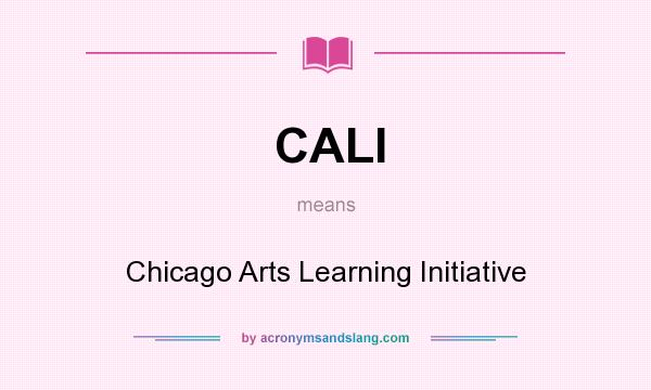 What does CALI mean? It stands for Chicago Arts Learning Initiative
