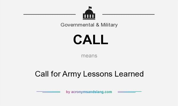 What does CALL mean? It stands for Call for Army Lessons Learned