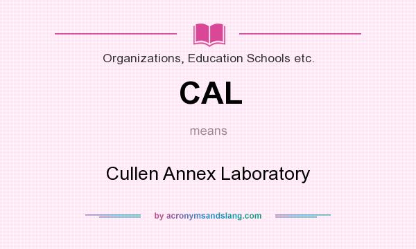 What does CAL mean? It stands for Cullen Annex Laboratory