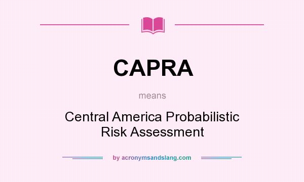 What does CAPRA mean? It stands for Central America Probabilistic Risk Assessment