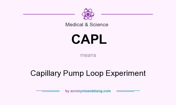 What does CAPL mean? It stands for Capillary Pump Loop Experiment