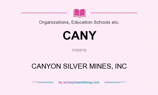 What does CANY mean? It stands for CANYON SILVER MINES, INC