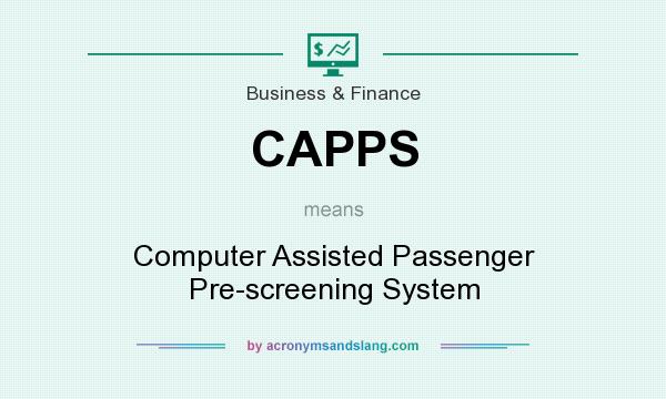 What does CAPPS mean? It stands for Computer Assisted Passenger Pre-screening System