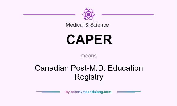 What does CAPER mean? It stands for Canadian Post-M.D. Education Registry
