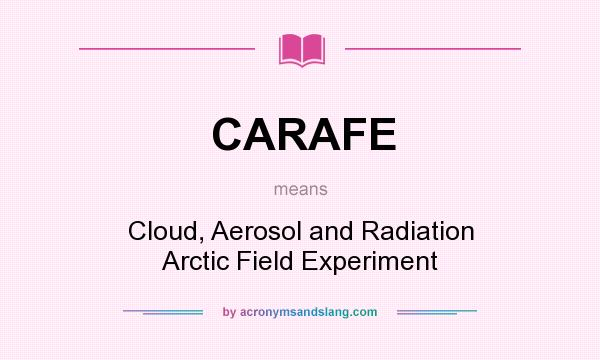 What does CARAFE mean? It stands for Cloud, Aerosol and Radiation Arctic Field Experiment