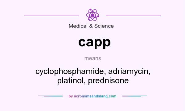 What does capp mean? It stands for cyclophosphamide, adriamycin, platinol, prednisone