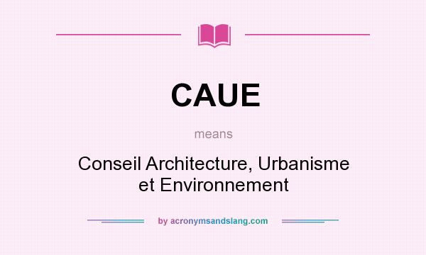 What does CAUE mean? It stands for Conseil Architecture, Urbanisme et Environnement