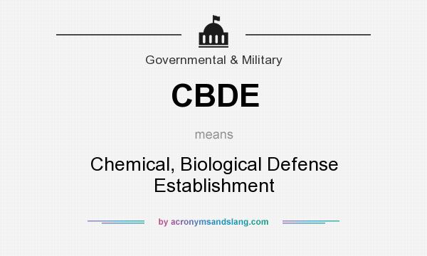 What does CBDE mean? It stands for Chemical, Biological Defense Establishment