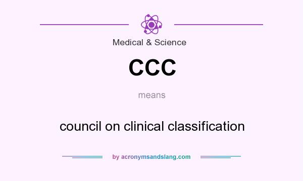 What does CCC mean? It stands for council on clinical classification