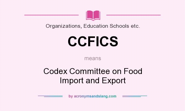 What does CCFICS mean? It stands for Codex Committee on Food Import and Export