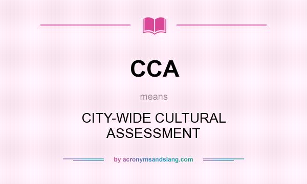 What does CCA mean? It stands for CITY-WIDE CULTURAL ASSESSMENT