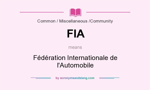 What does FIA mean? It stands for Fédération Internationale de l`Automobile