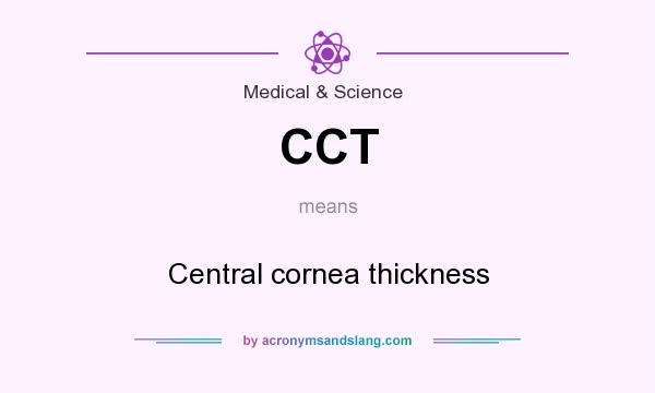 What does CCT mean? It stands for Central cornea thickness