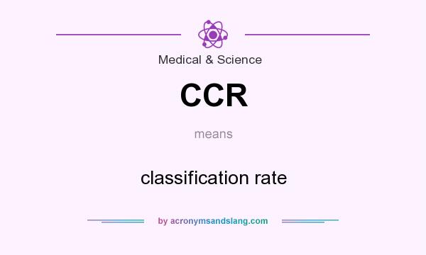 What does CCR mean? It stands for classification rate