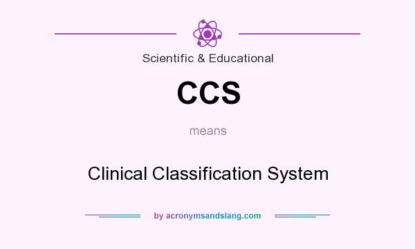 What does CCS mean? It stands for Clinical Classification System