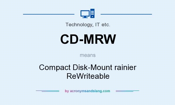 What does CD-MRW mean? It stands for Compact Disk-Mount rainier ReWriteable