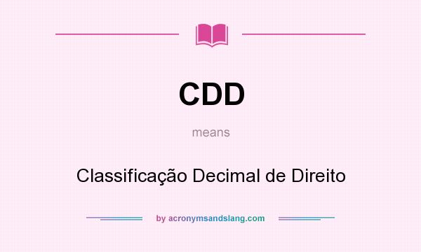 What does CDD mean? It stands for Classificação Decimal de Direito