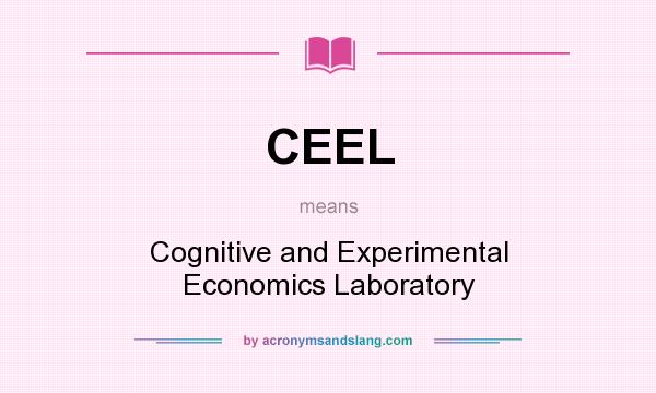 What does CEEL mean? It stands for Cognitive and Experimental Economics Laboratory