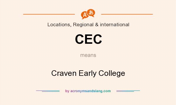 What does CEC mean? It stands for Craven Early College