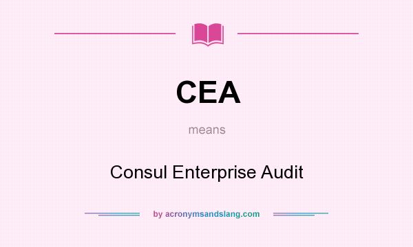 What does CEA mean? It stands for Consul Enterprise Audit
