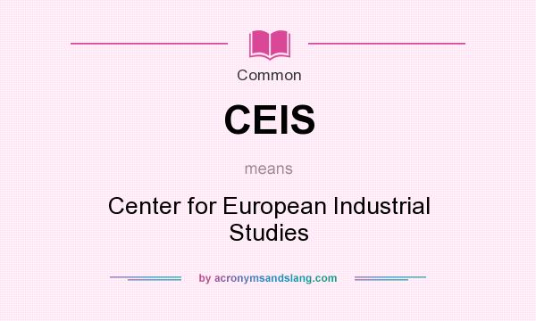 What does CEIS mean? It stands for Center for European Industrial Studies