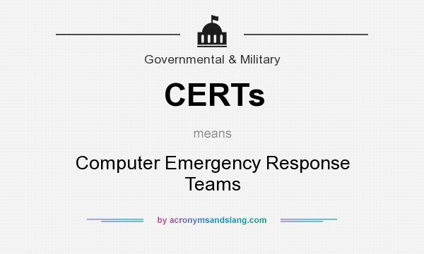 What does CERTs mean? It stands for Computer Emergency Response Teams