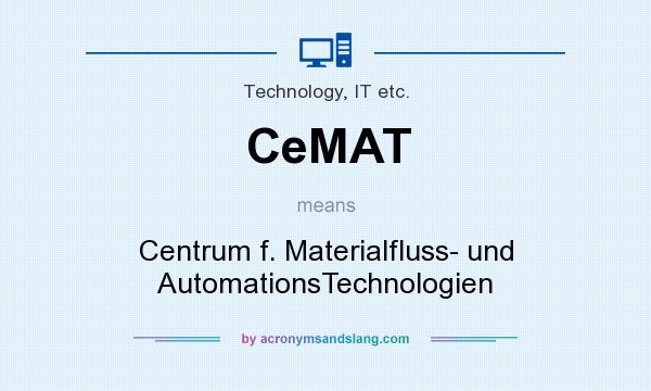 What does CeMAT mean? It stands for Centrum f. Materialfluss- und AutomationsTechnologien