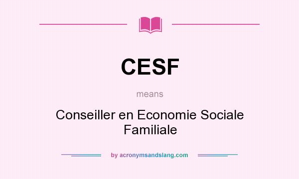 What does CESF mean? It stands for Conseiller en Economie Sociale Familiale