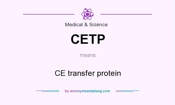 What does CETP mean? It stands for CE transfer protein