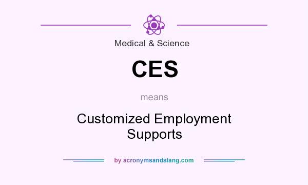 What does CES mean? It stands for Customized Employment Supports