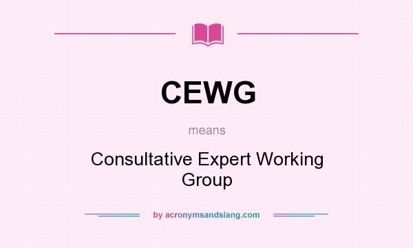 What does CEWG mean? It stands for Consultative Expert Working Group