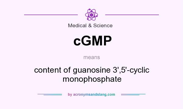 What does cGMP mean? It stands for content of guanosine 3`,5`-cyclic monophosphate