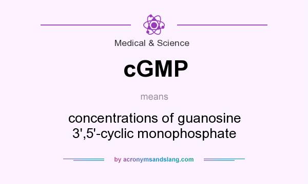 What does cGMP mean? It stands for concentrations of guanosine 3`,5`-cyclic monophosphate