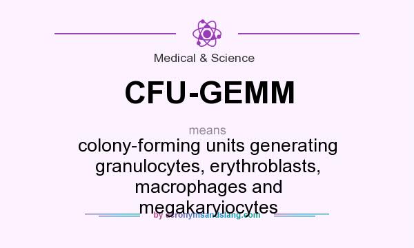 What does CFU-GEMM mean? It stands for colony-forming units generating granulocytes, erythroblasts, macrophages and megakaryiocytes