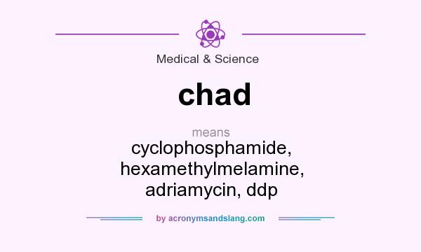 What does chad mean? It stands for cyclophosphamide, hexamethylmelamine, adriamycin, ddp