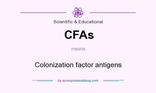 What does CFAs mean? It stands for Colonization factor antigens